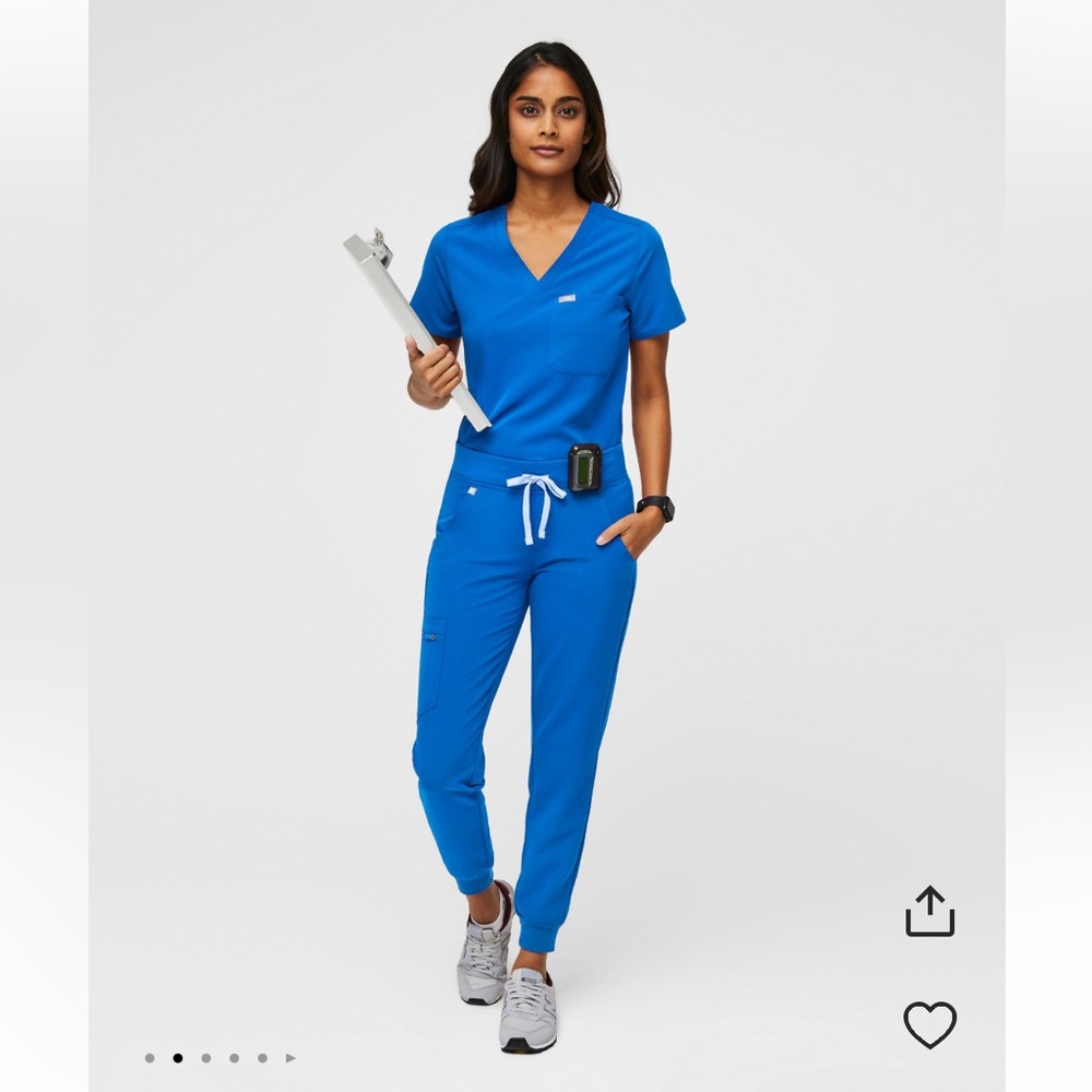 1 pair of Figs XS Royal Blue Zamora Jogger Scrub Pants